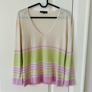 Loro Piana Made in Italy 100% Cashmere V-neck Striped Sweater size 44/8